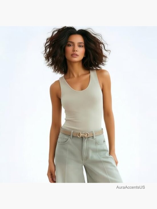 Skinny Waist Belt with Gold Buckle for Jeans Dresses main image 6